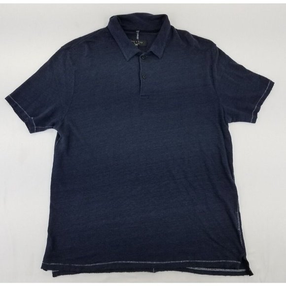 RAG & BONE NEW YORK Men’s Short Sleeves Linen Polo Shirt Size XL Gray B19 - Picture 1 of 10